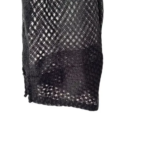 MNG Mango Black Sheer Mesh Net Layered Blouse NWTS Size large - Picture 2 of 7
